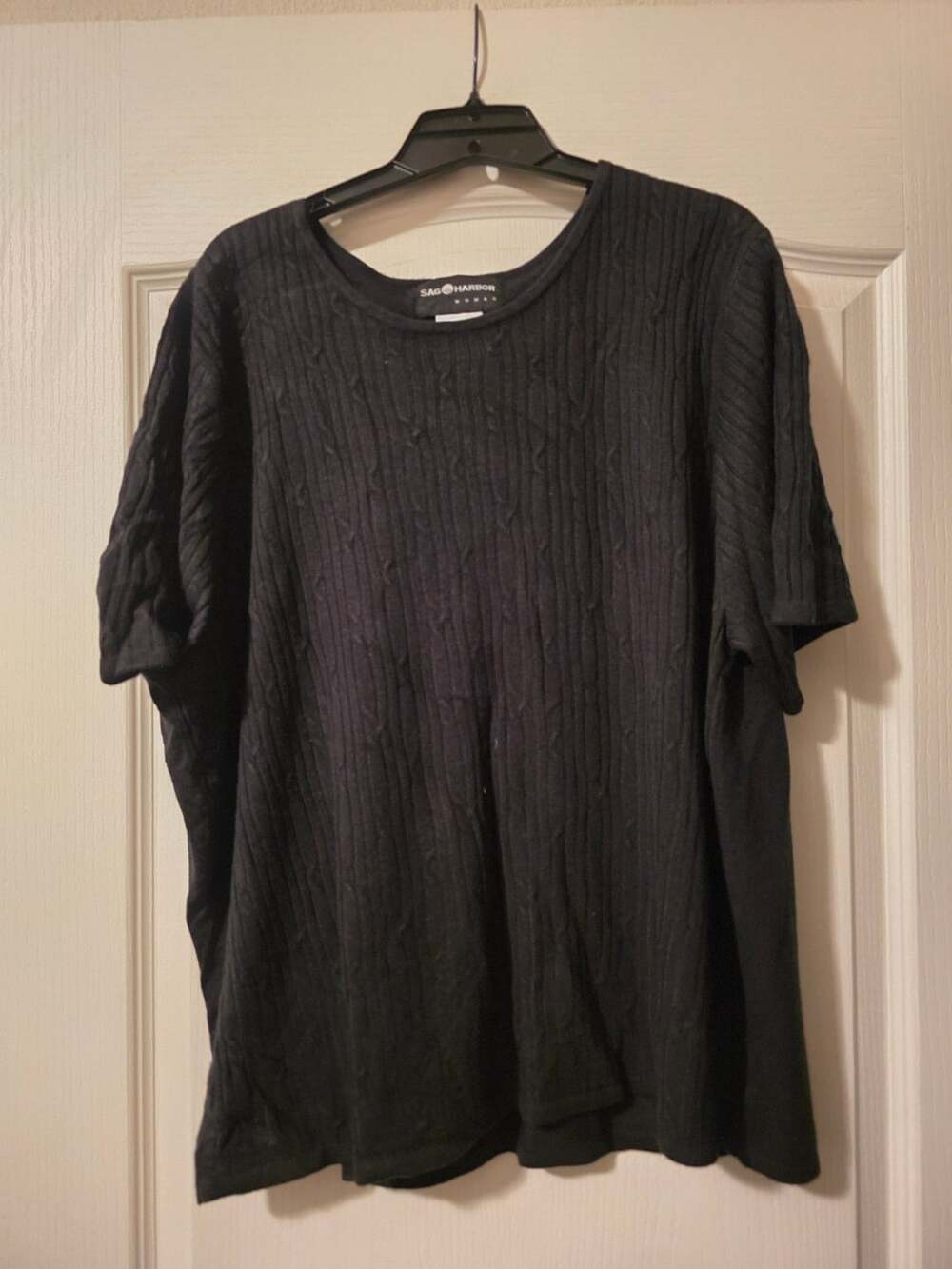 Sag Harbor Woman Black Knit Short Sleeve Top Size 2X